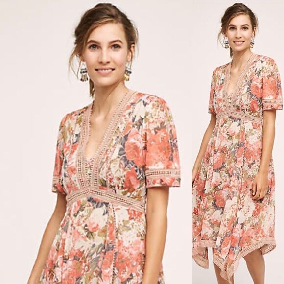 ANTHROPOLOGIE RANNA JILL BOUQUET DRESS - Picture 1 of 7